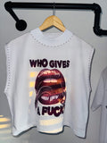 WHO GIVES A FUCK??? studded crop top