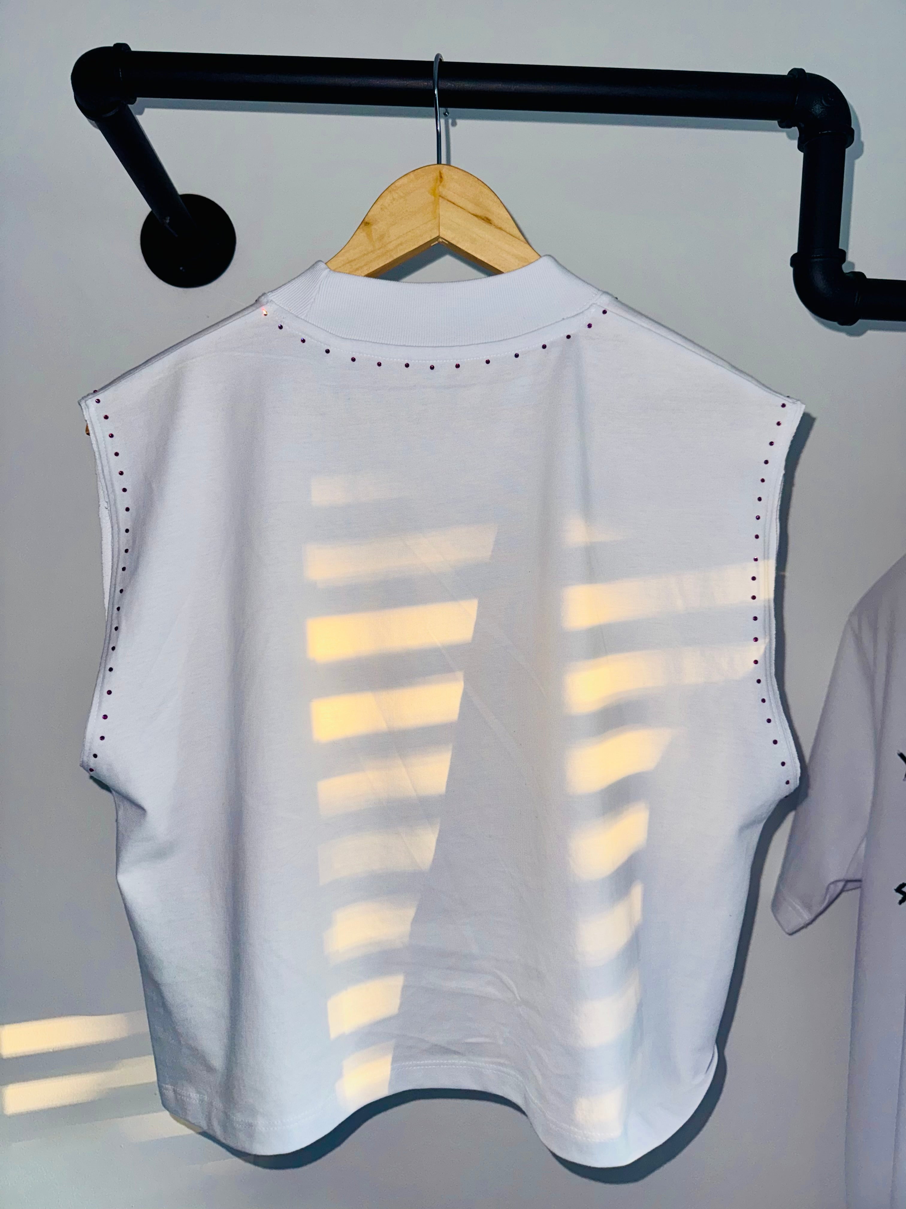 WHO GIVES A FUCK??? studded crop top